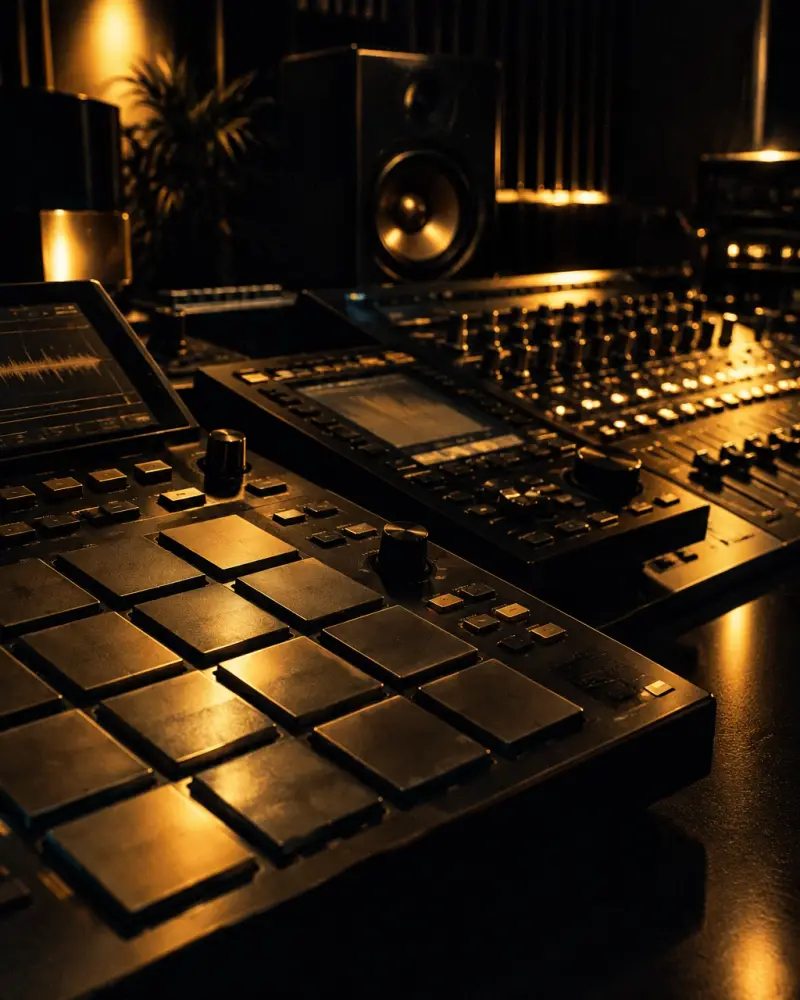 Temporary moody beat-making setup placeholder visual